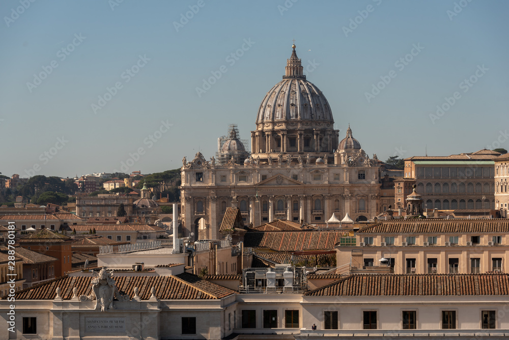 aerial panoramic view of Rome with urban landscape