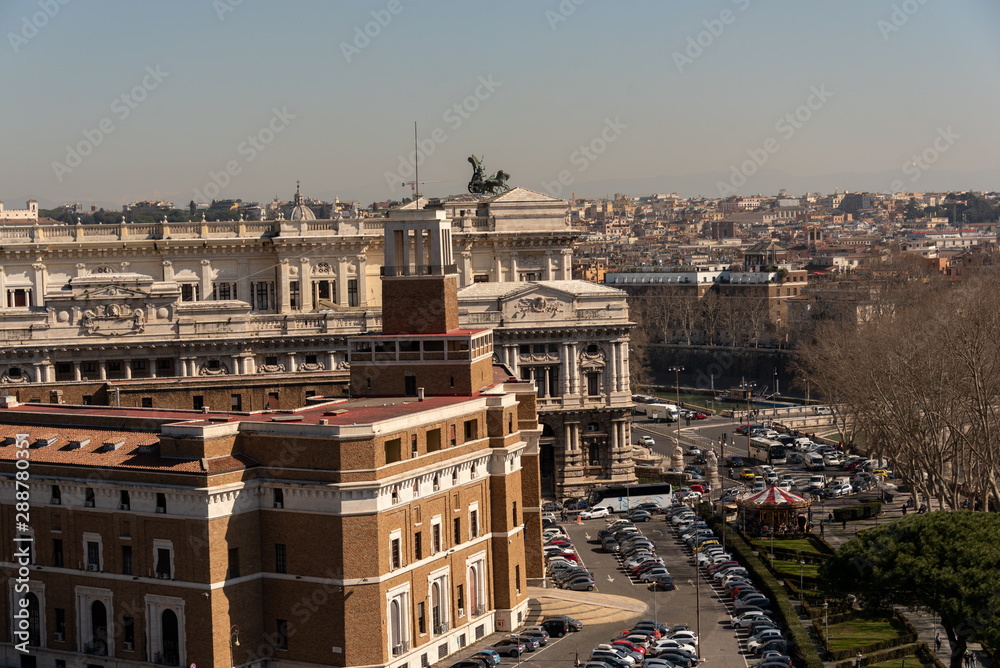 aerial panoramic view of Rome with urban landscape