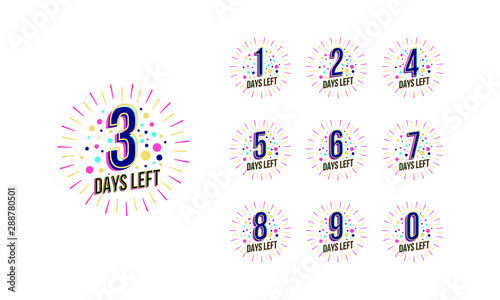 Number 1, 2, 3, 4, 5, 6, 7, 8, 9, 10 of days left Collection badges sale and promo