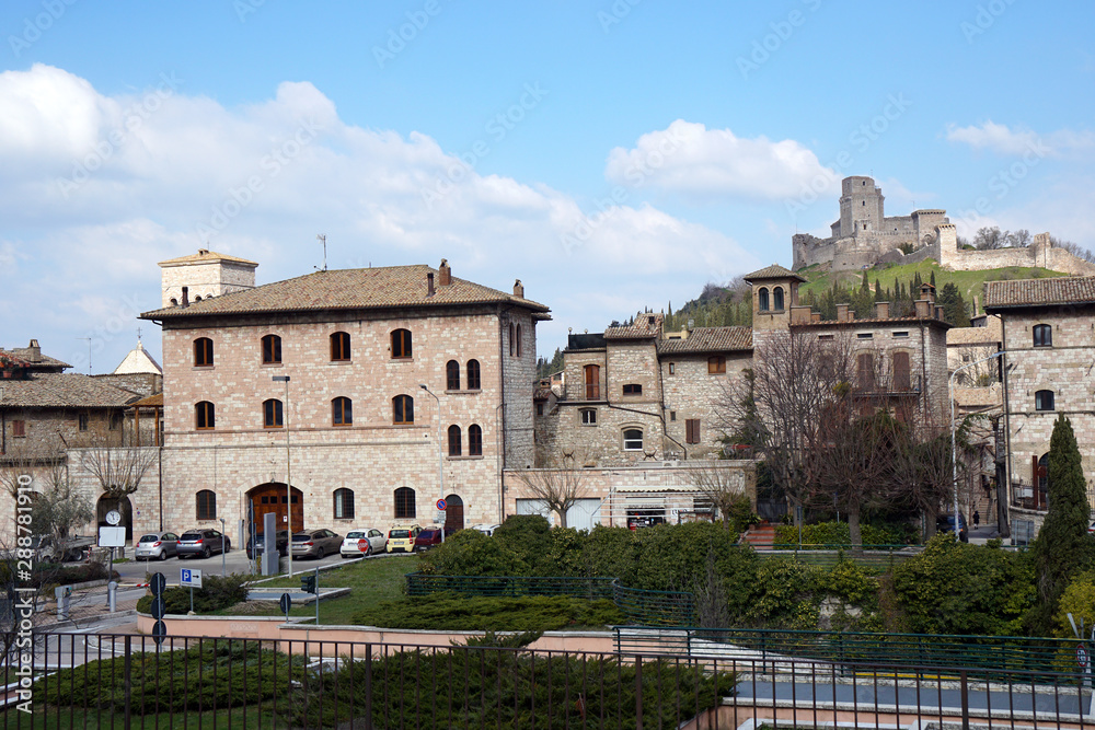 Assisi with Rocca Maggiore Fortress in the background       