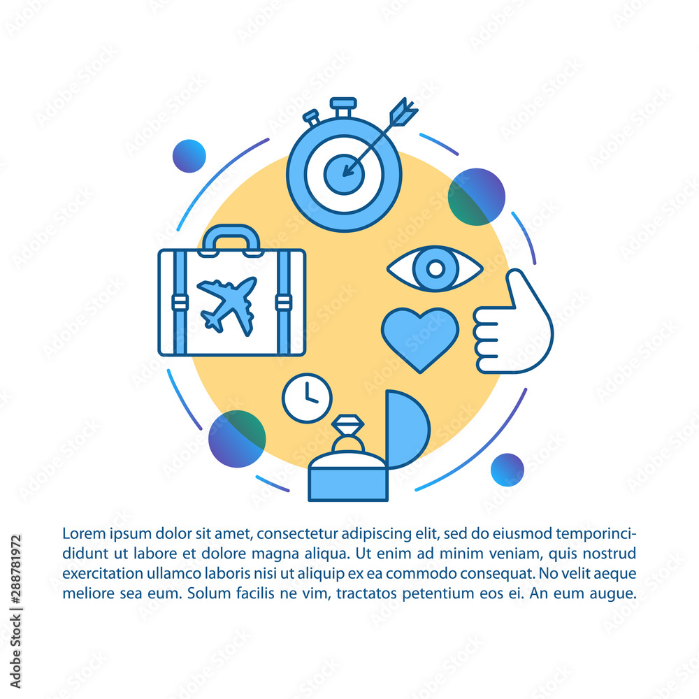 Millennials article page vector template. Generation Y. Achievement of life  goals. Brochure, magazine, booklet design element with linear icons. Print  design. Concept illustrations with text Stock Vector | Adobe Stock