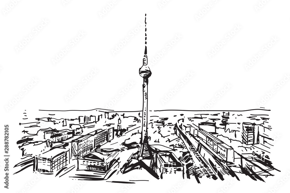 Rysynek ręcznie rysowany. Wieża w Berlinie