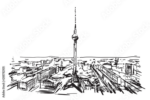 Rysynek ręcznie rysowany. Wieża w Berlinie