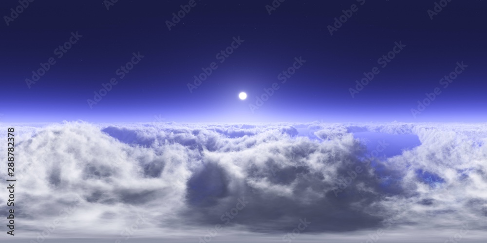Panorama of clouds, HDRI, environment map , Round panorama, spherical panorama, equidistant projection, panorama 360, flying above the clouds,sky above the clouds, 3D rendering