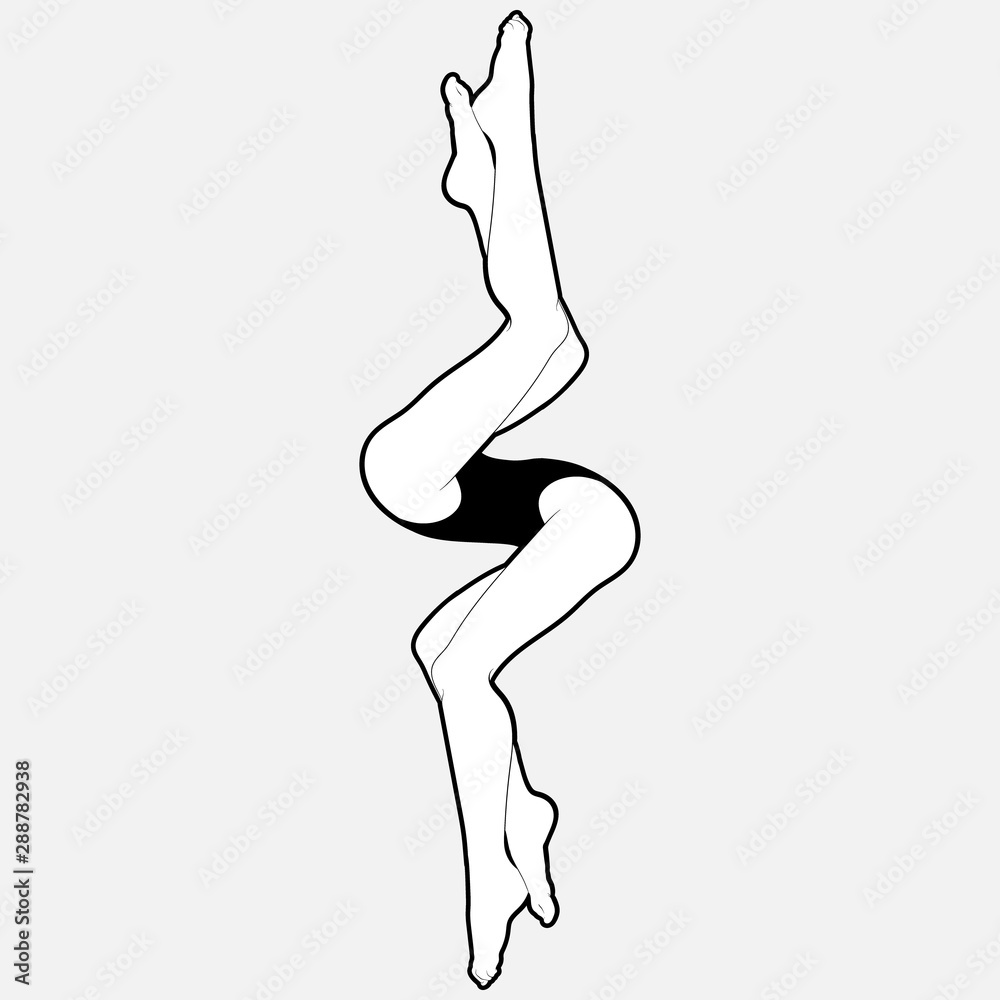 Vector hand drawn illustration of human body with four legs isolated.