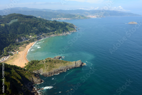 aerial view over coastline in northern Spain