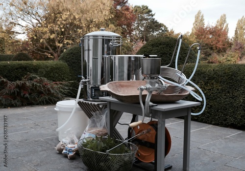 Schilderij op canvas Homebrewing equipment from belgium