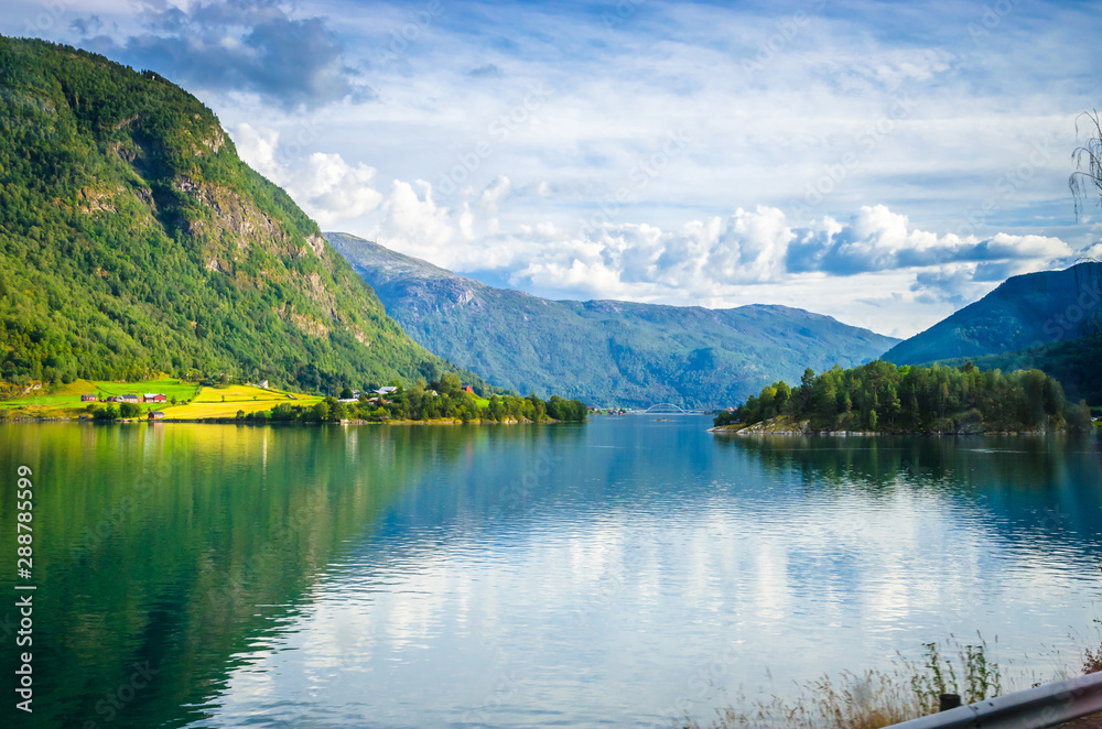 Panoramic  view of Sognefjord, one of the most beautiful fjords in Norway