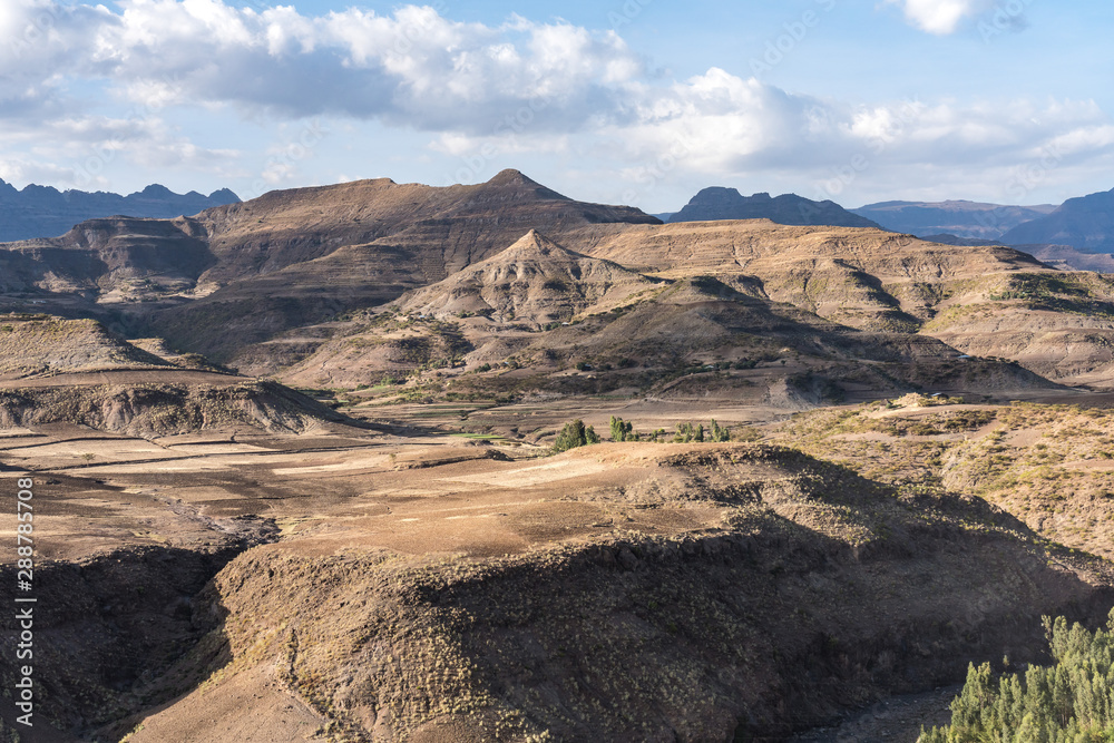Landscape between Gheralta and Lalibela in Tigray, Ethiopia, Africa