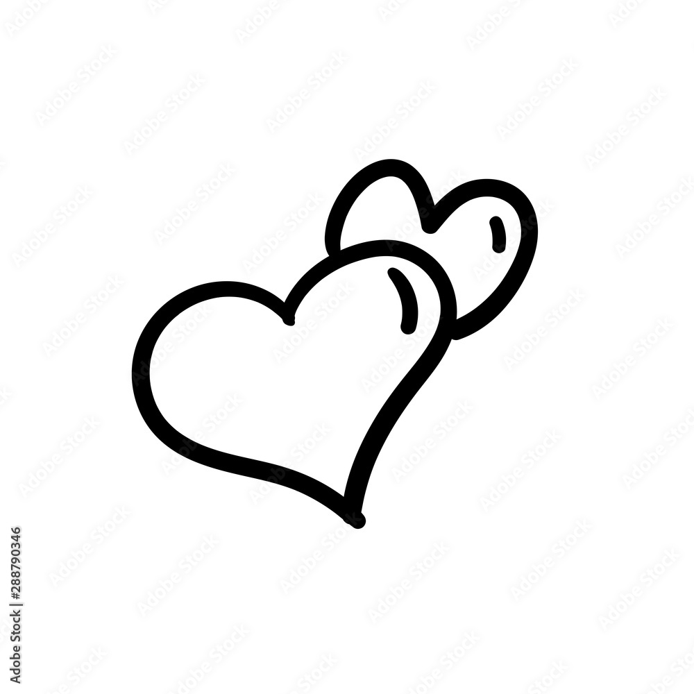 Two lovers hearts. Love symbol. Double heart doodle. Two lovers hearts. Love symbol. Double heart doodle.