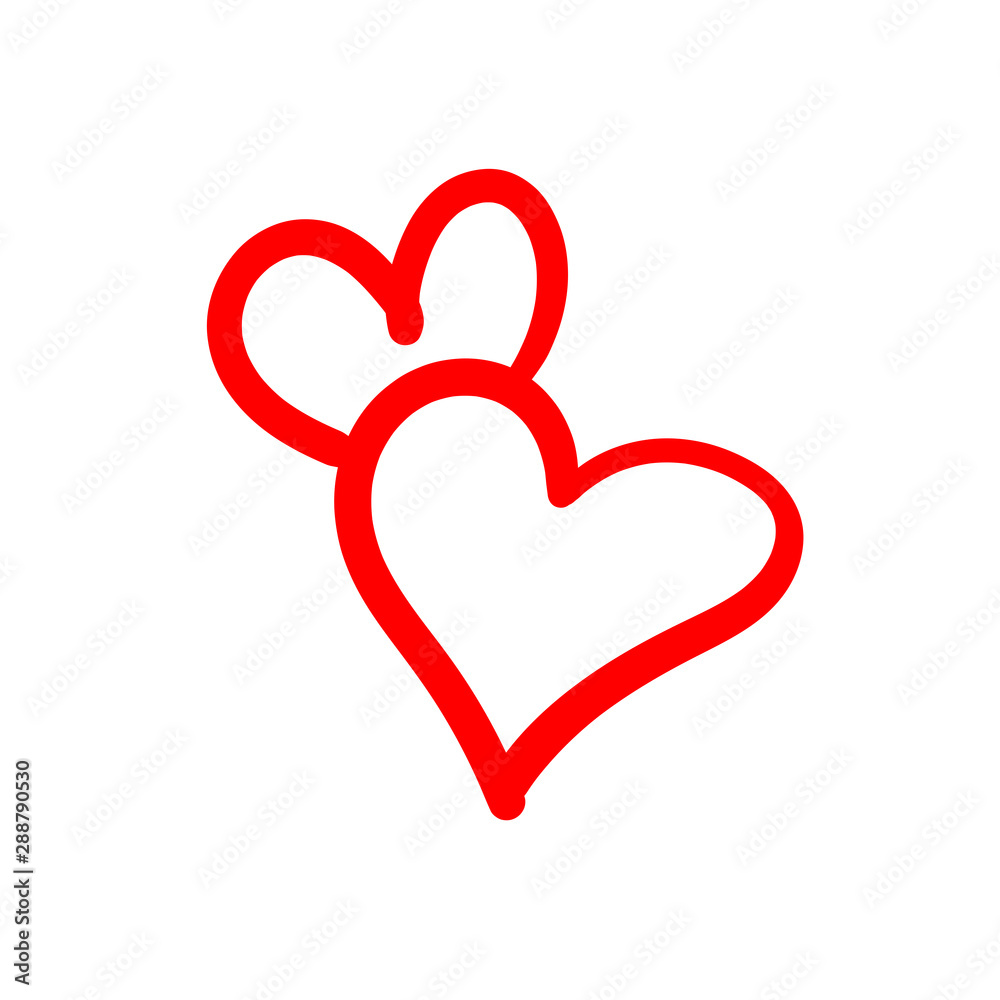 Two lovers hearts. Love symbol. Double heart doodle. Two lovers hearts. Love symbol. Double heart doodle.