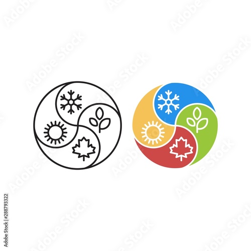 Four season, winter, summer, autumn, spring . Vector logo icon template