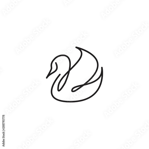 Swan duck one line. Vector logo icon template