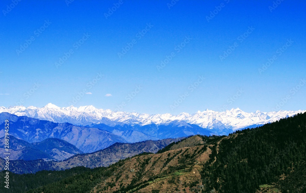 Plakat mountains and blue sky