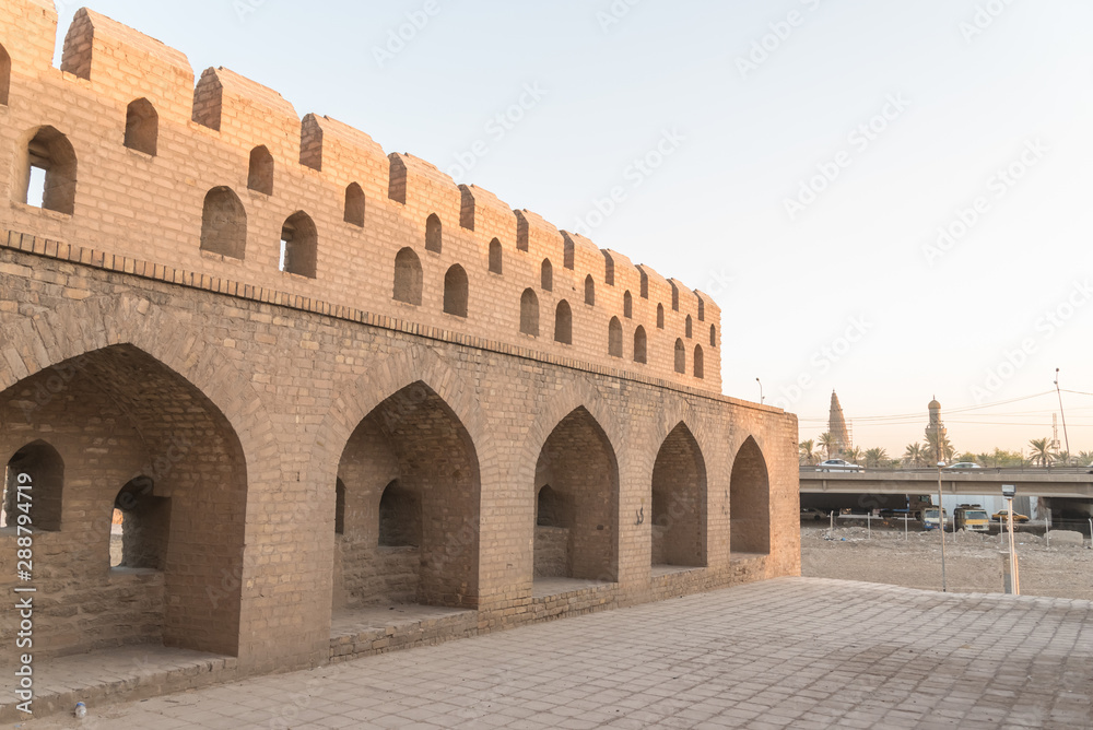 Baghdad, Iraq – June 25, 2019: Old castle Bab al Wastani in Baghdad