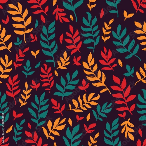 Autumn leaves seamless pattern. Decorative illustration, good for printing. Great for label, print, packaging, fabric.
