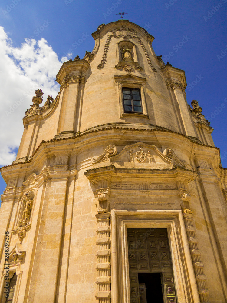 View of the Church of the Purgatory (Italian: Chiesa del Purgatorio) in Matera, Italy