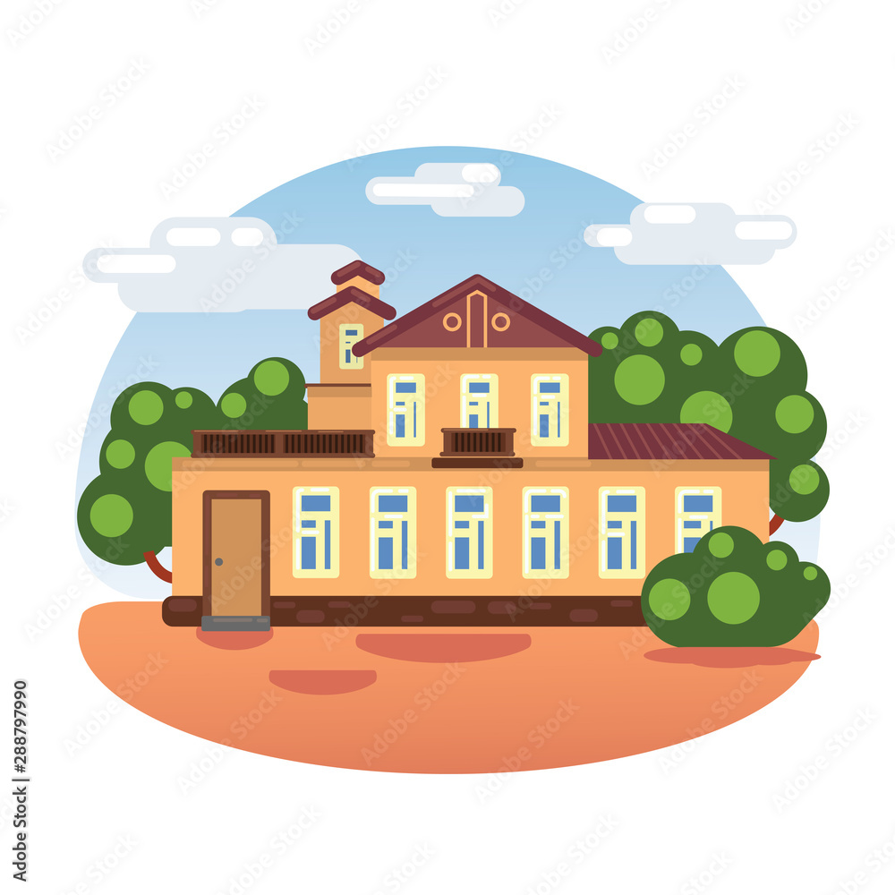 House-museum. Old family house. Flat vector illustration design.