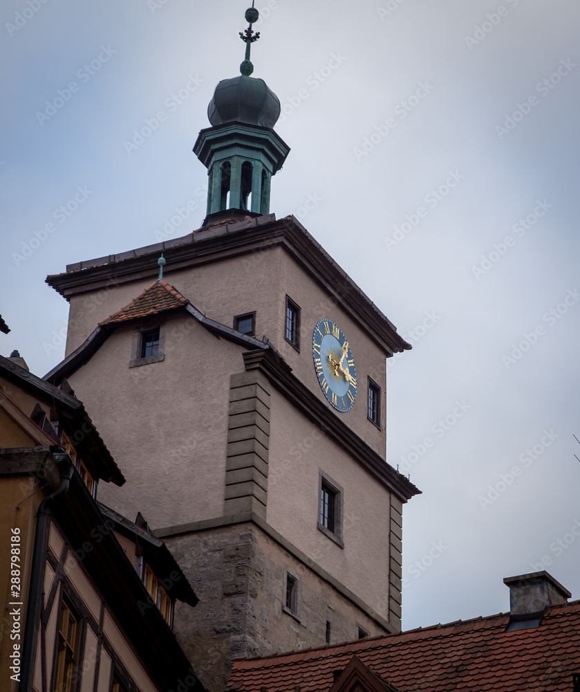 Clock tower in  rothenburg ob der tauber Germany