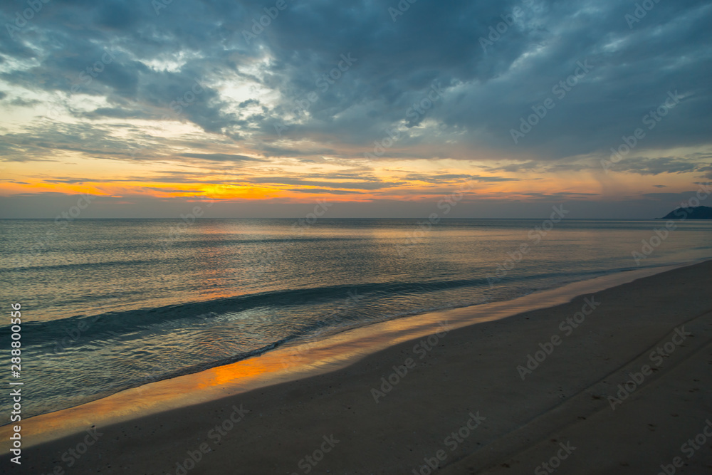 Siluette sunset at the beach background Siluette sunset at the beach background