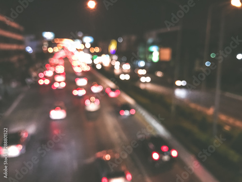 blur of traffic in the city at night