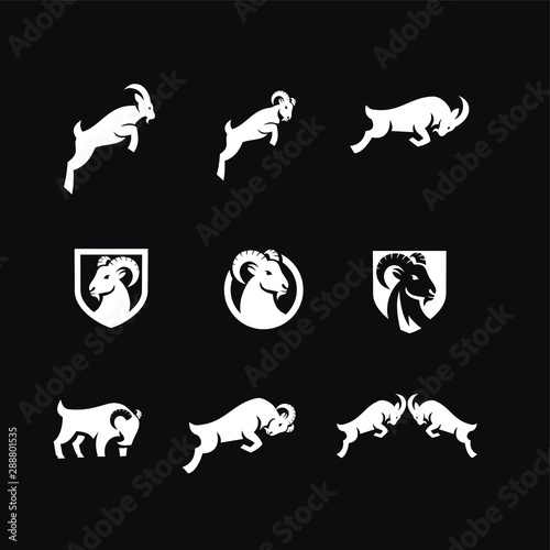 goat set logo icon design vector