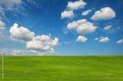 green hill on blue sky background