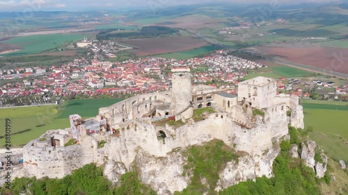 Aerial view on Spissky Hrad. Slovakia. The Ruins of Stone Castle on the Hill photo