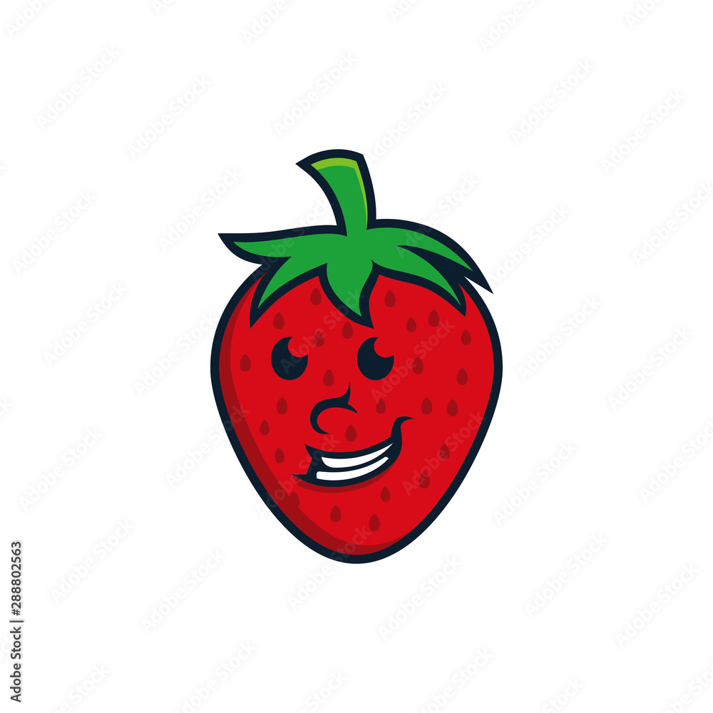 Strawberry character logo vector. Strawberry logo illustration Strawberry character logo vector. Strawberry logo illustration