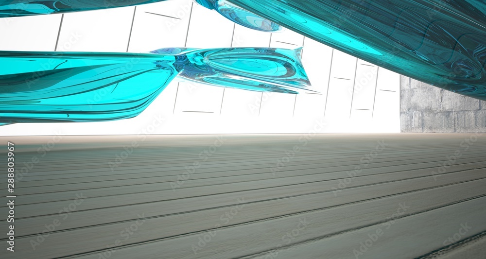 Empty dark abstract concrete, glass and wood smooth interior. Architectural background. 3D illustration and rendering Empty dark abstract concrete, glass and wood smooth interior. Architectural background. 3D illustration and rendering