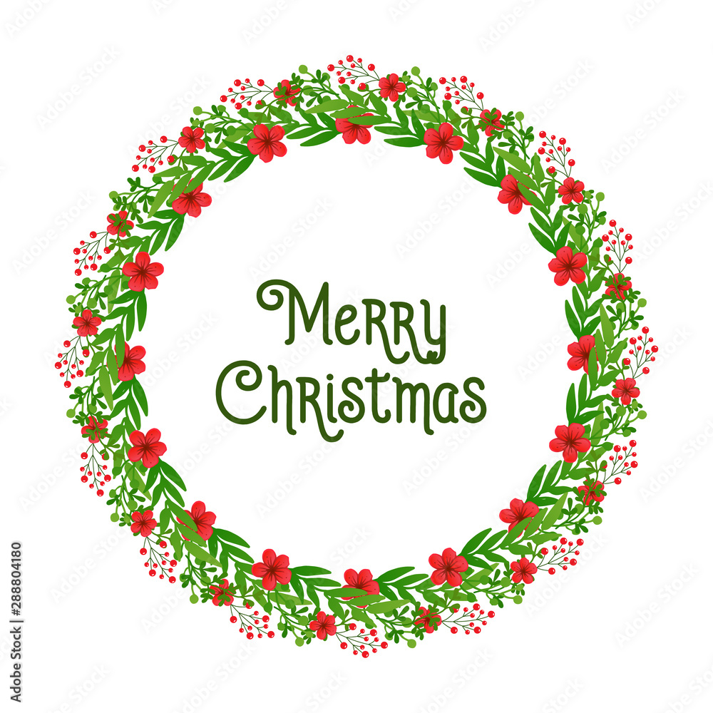 Vintage design for merry christmas, with element of green leafy flower frame. Vector