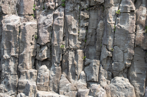 The columnar joint rocks made of andesite  at Tojinbo located in Mikuni town, Sakai city, Fukui pref. Japan. photo