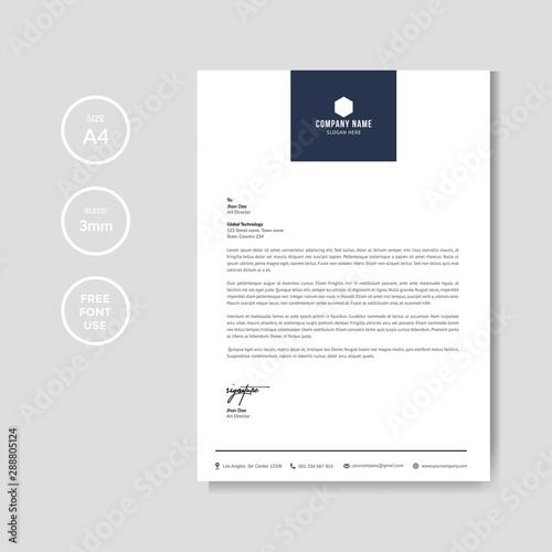 Professional blue letterhead graphic template