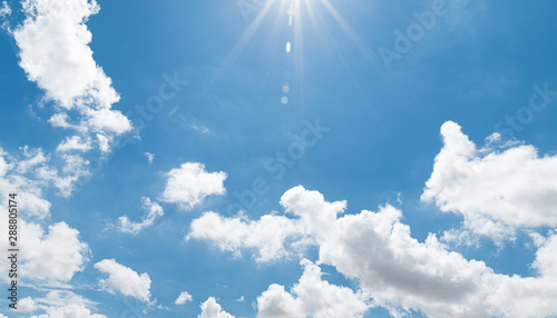 clear blue sky with white cloud background. Clearing day and Good weather in the morning. photo