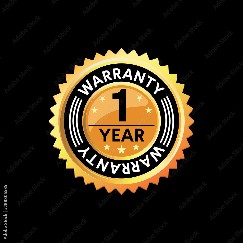 1 Year Seal Sticker Vector Badge Guarantee Warranty Label 1 Year Seal Sticker Vector Badge Guarantee Warranty Label