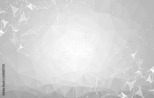 Abstract White Polygonal Space Dark Background with Connecting Dots and Lines , Futuristic Design.