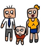 cartoon family on white background