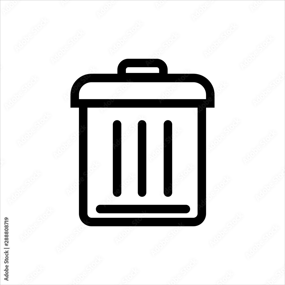 Trash or remove Icon with flat line style icon for web site design, logo, app, UI isolated on white background Trash or remove Icon with flat line style icon for web site design, logo, app, UI isolated on white background