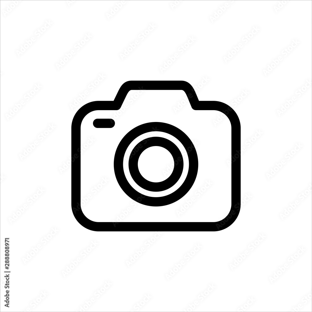 Camera Icon with flat line style icon for web site design, logo, app, UI isolated on white background