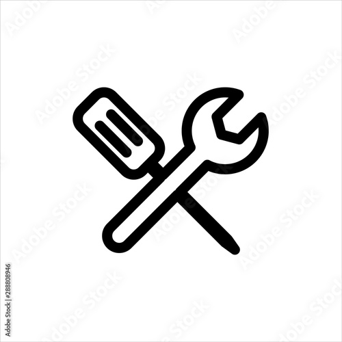 Tools Icon with flat line style icon for web site design, logo, app, UI isolated on white background