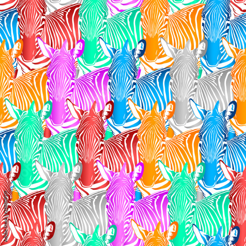 Colorful zebra seamless pattern. Wild animal texture. design trendy fabric texture  illustration.