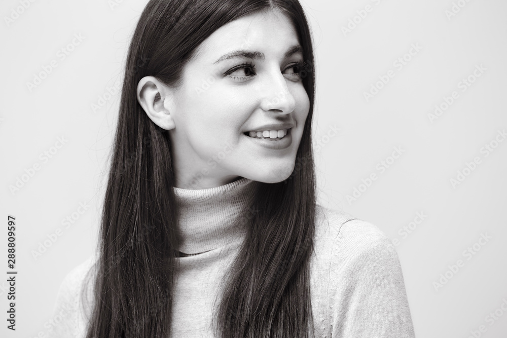 black and white portrait of caucasian woman black and white portrait of caucasian woman