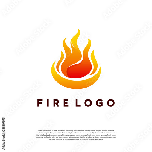 Fire Flame Logo design vector template. Abstract 3D Elegant Fire element Logo