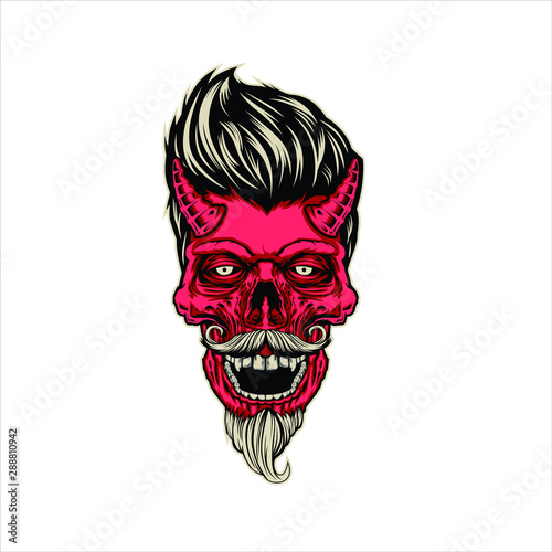 rockabilly skull devil ( color version )