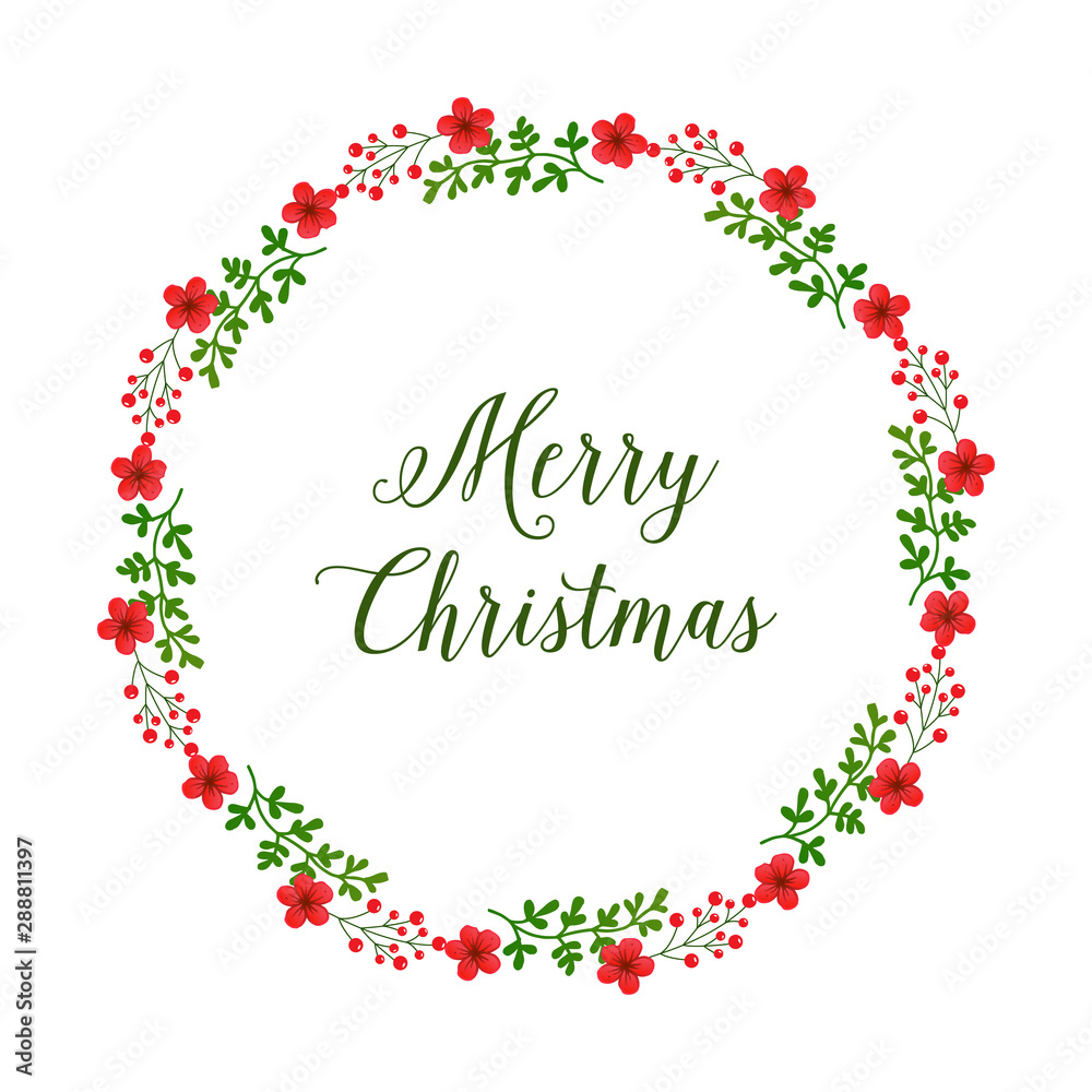Shape circular of red wreath frame, for pattern wallpaper of card merry christmas. Vector