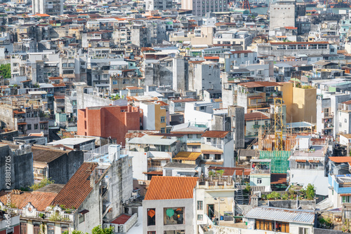 Fototapeta Naklejka Na Ścianę i Meble -  Aerial view of old residential buildings in Macau