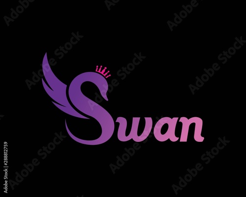 Luxury swan logo template design vector, emblem creative concept