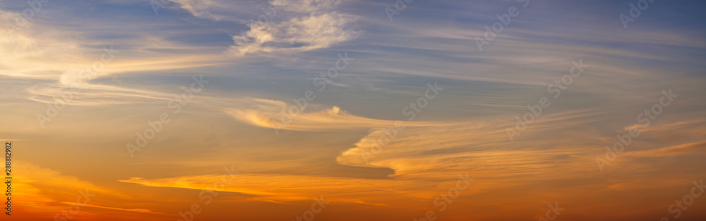 Panoramic view of the sunset sky, natural backgrounds
