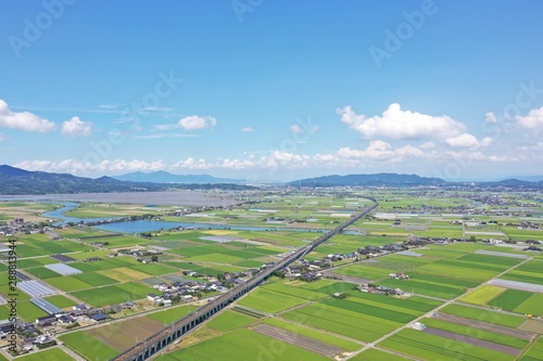 Take a picture of a rural area in Japan from the sky