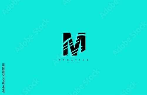 Abstract Letter M Typography Swoosh Transition Shape Logotype photo